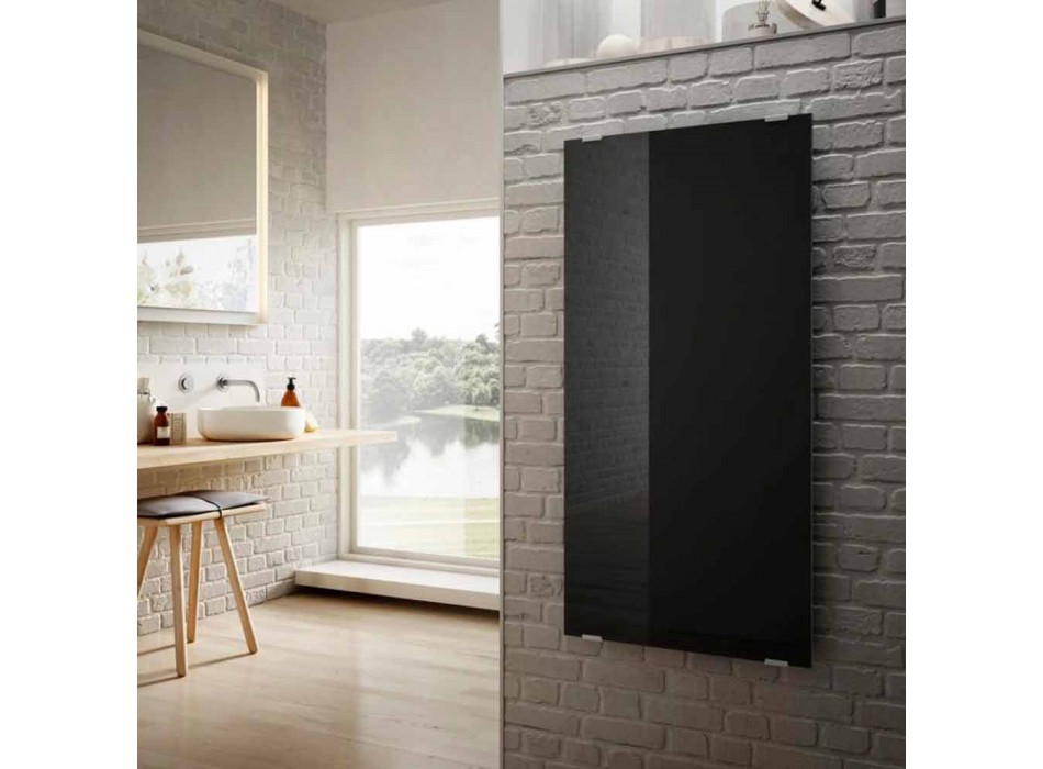 Modern design zwart glas elektrische radiator Star, made in Italy Viadurini