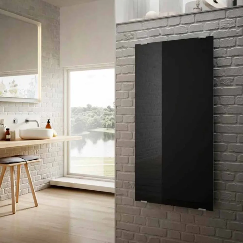 Modern design zwart glas elektrische radiator Star, made in Italy Viadurini