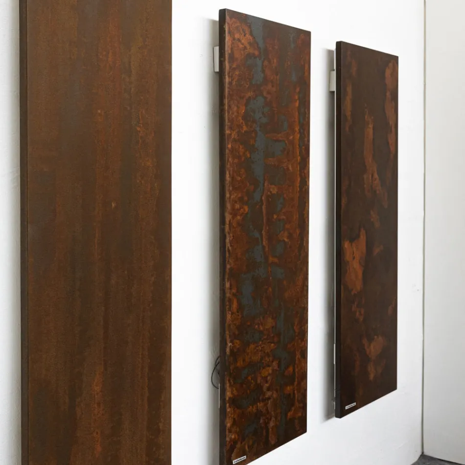 Hybride radiator met Corten-afwerking in Italiaans marmerpoeder - Lines Viadurini