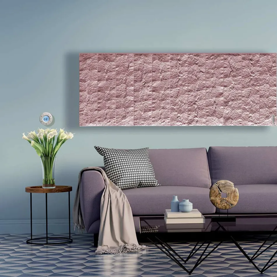 Hybride radiator tot 1400 Watt in Italiaans marmerpoeder - Terraa Viadurini