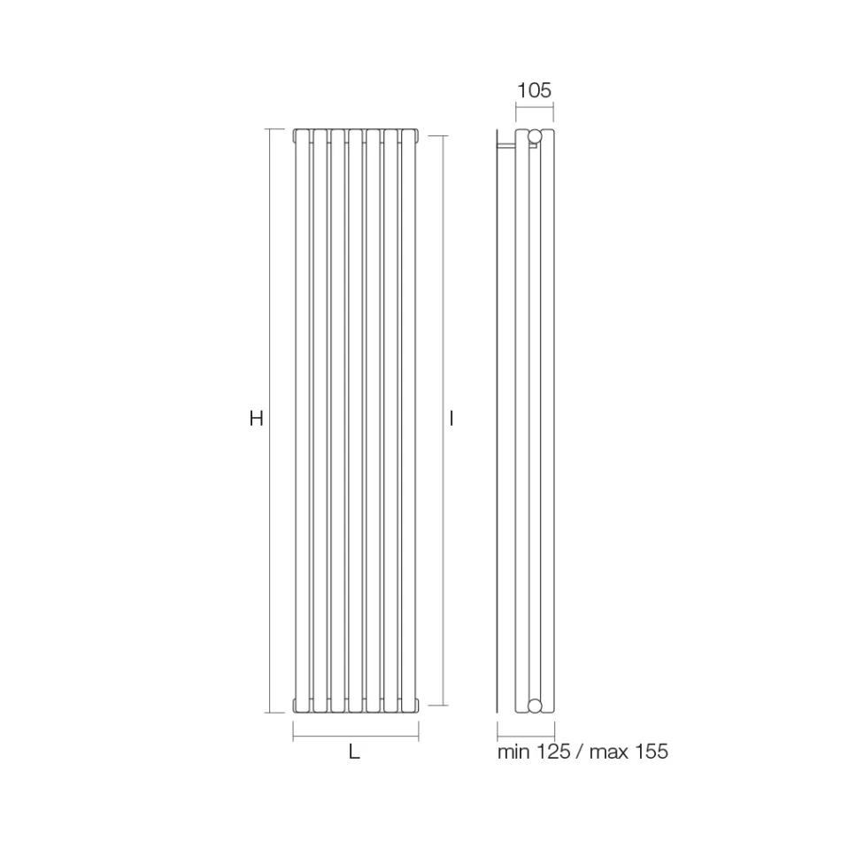 Hydraulische radiator met horizontale collectoren en verticale buizen - Colomba Viadurini