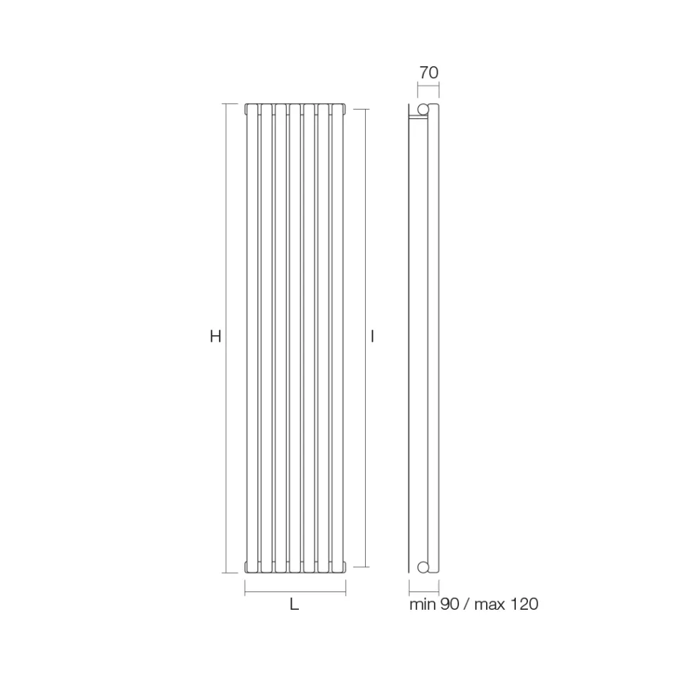 Hydraulische radiator met horizontale collectoren in koolstofstaal - kersen Viadurini