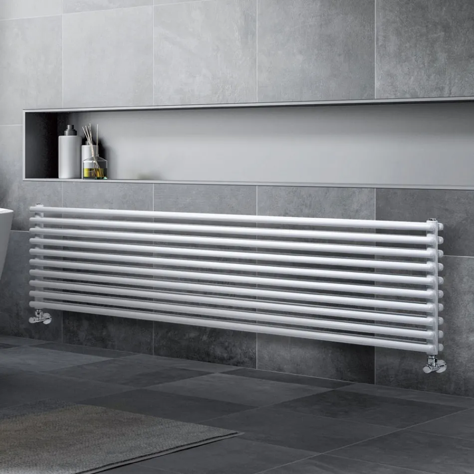 Hydraulische radiator met dubbele reeks horizontale elementen Made in Italy - Strega Viadurini