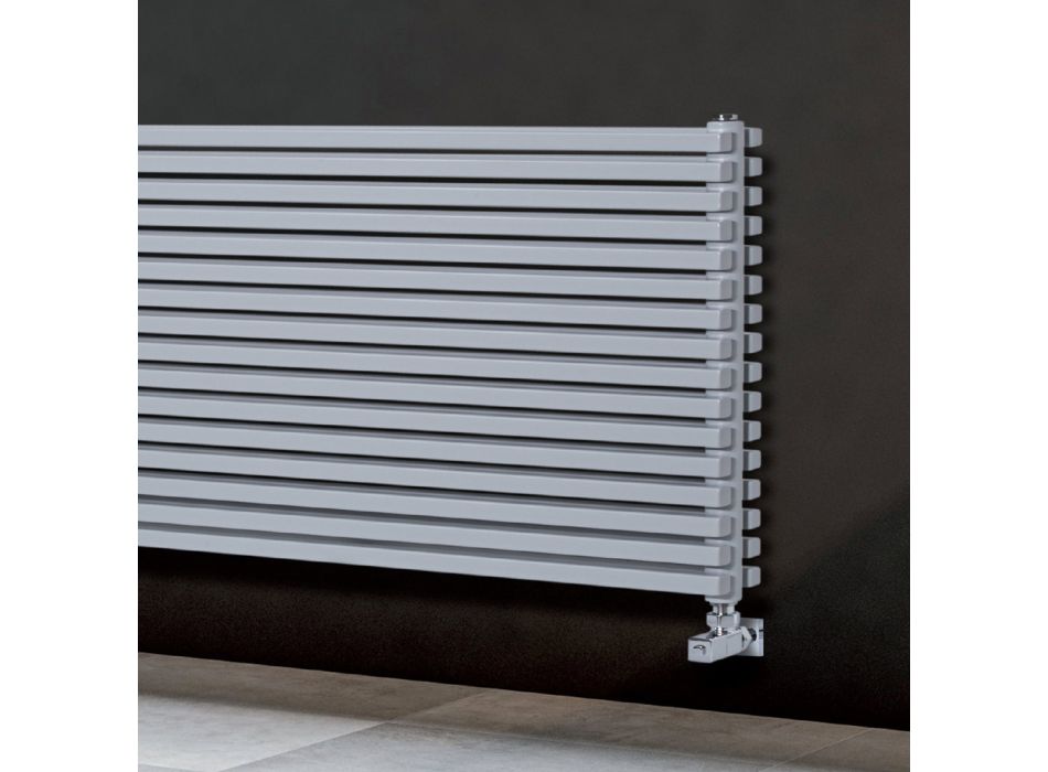 Hydraulische radiator met dubbele vierkante doorsnede-elementen Made in Italy - Framboos Viadurini