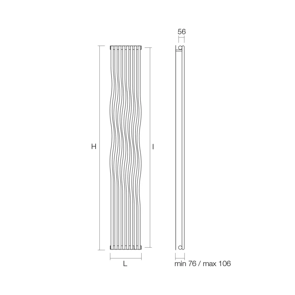 Hydraulische radiator met gebogen verticale elementen Made in Italy - Ribes Viadurini