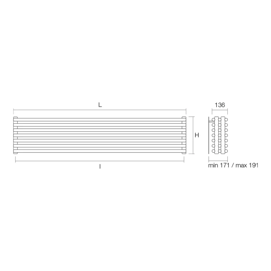 Hydraulische radiator met drievoudige reeks horizontale elementen Made in Italy - Caramella Viadurini