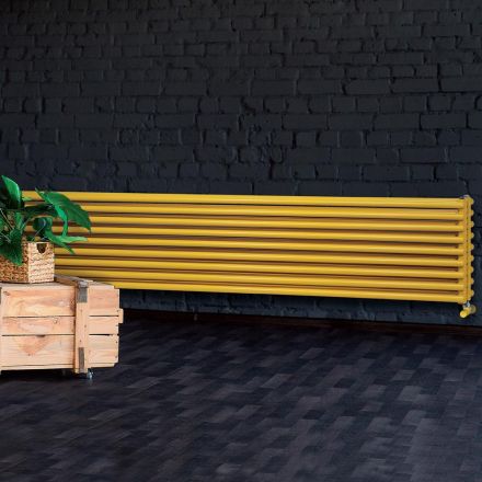 Hydraulische radiator met drievoudige serie horizontale elementen, gemaakt in Italië - Caramella Viadurini