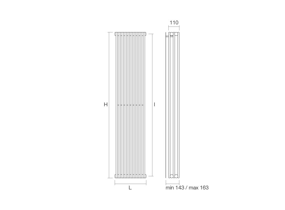 Hydraulische radiator met drievoudige reeks verticale elementen Made in Italy - Cenci Viadurini