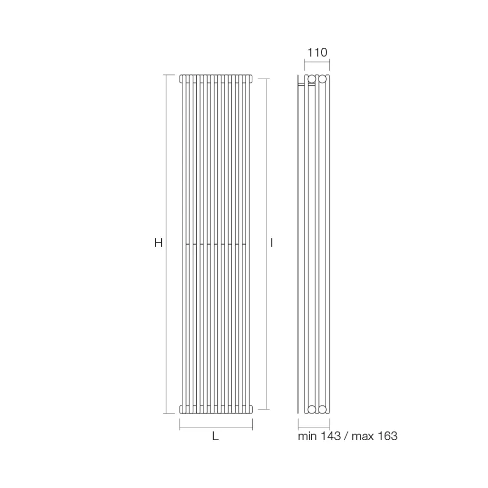 Hydraulische radiator met drievoudige reeks verticale elementen Made in Italy - Cenci Viadurini