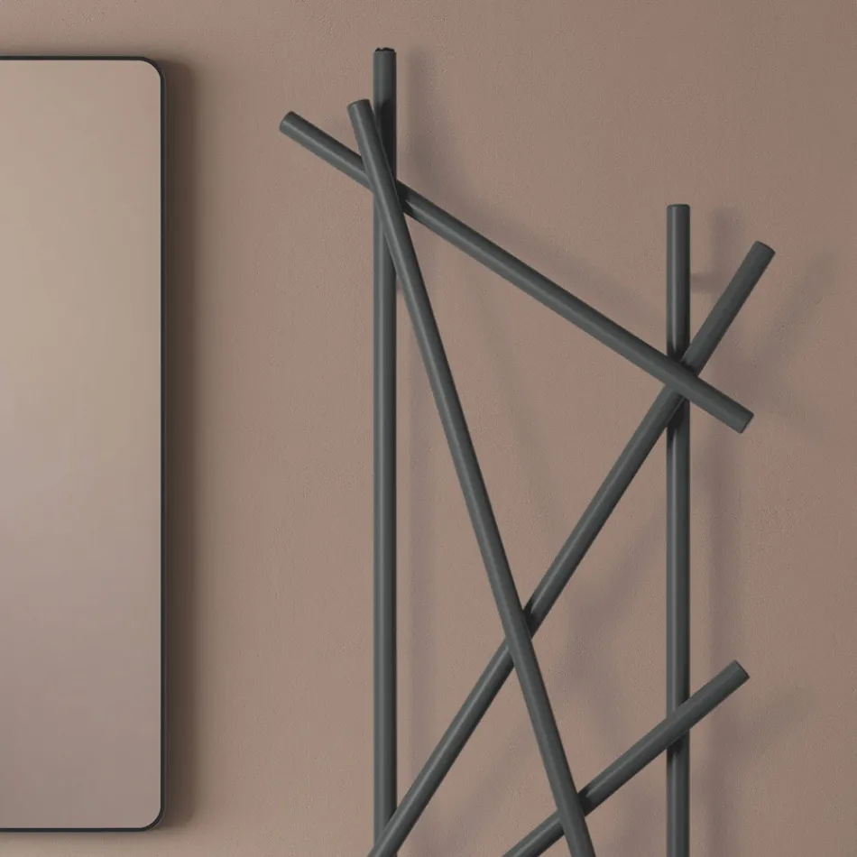 Stalen hydraulische radiator met ronde sectiebuizen gemaakt in Italië - Willekeurig Viadurini