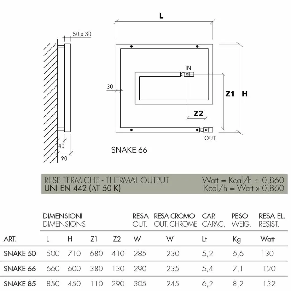 Hydraulische radiator in geborsteld roestvrij staal Snake door Scirocco H Viadurini