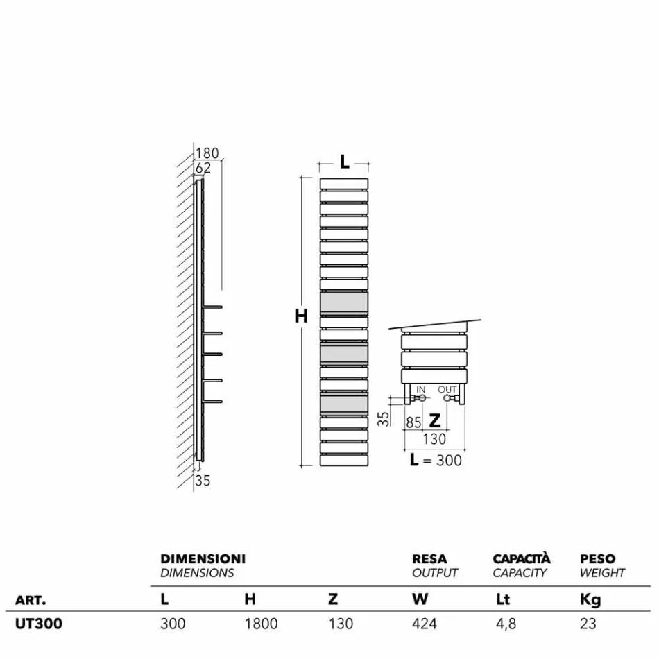 Hydraulische Termoarredo staal, eiken planken, Utility Scirocco H Viadurini