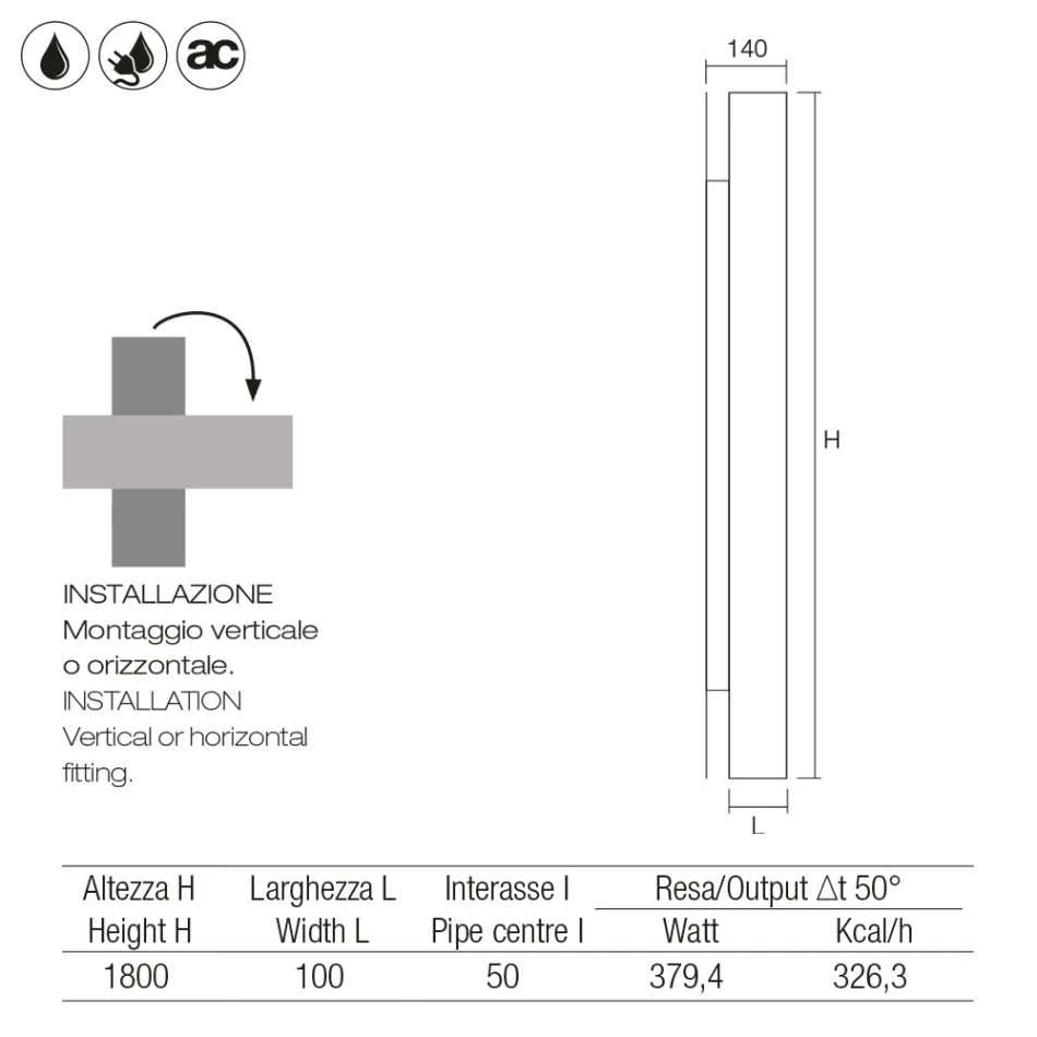 Ember - Horizontale of verticale stalen radiator, gemaakt in Italië. Viadurini