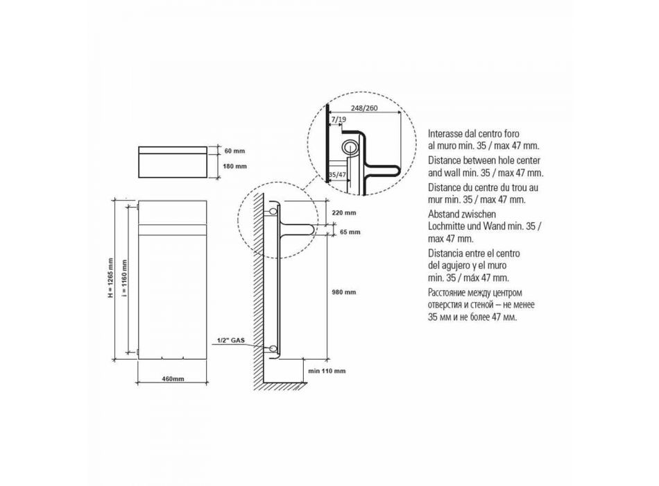 Radiator Handdoekenrek Verticaal ontwerp Hydraulisch tot 719 watt - Rebel Viadurini