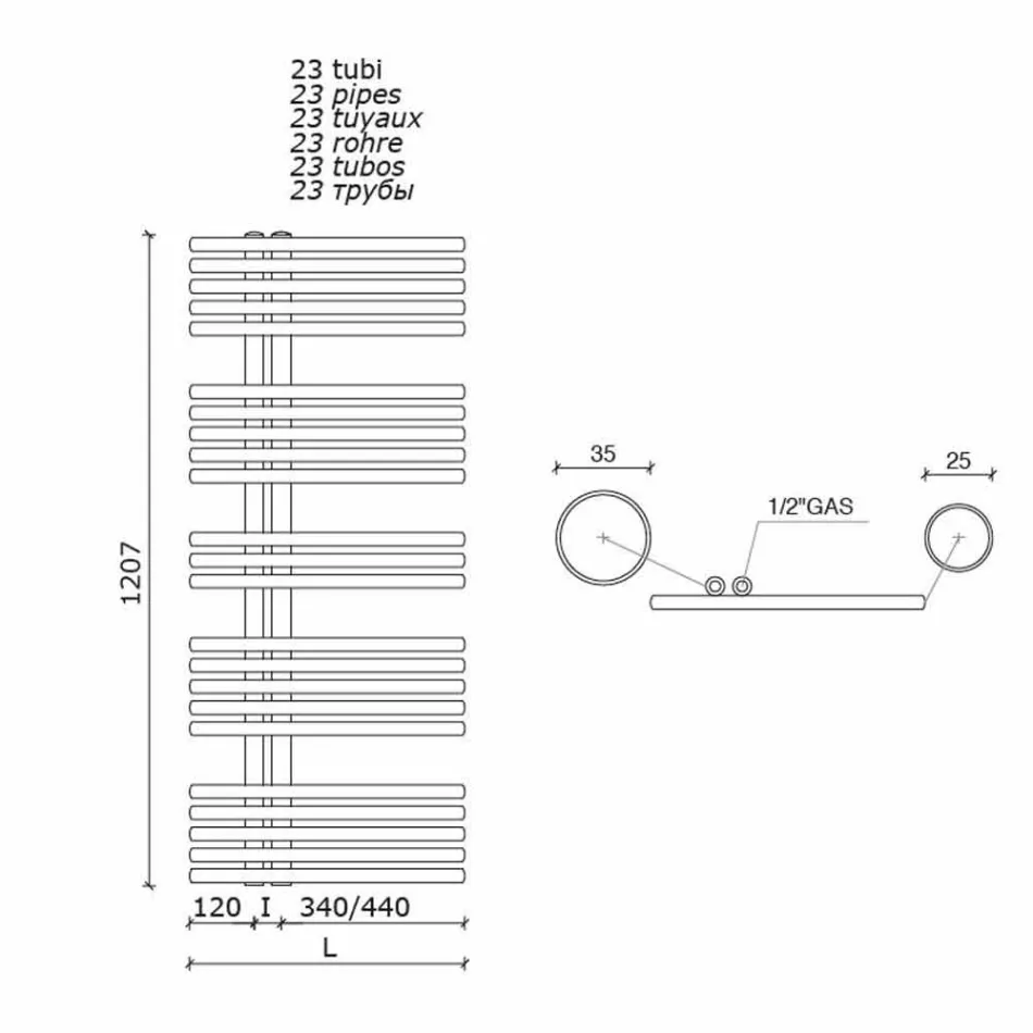 Modern design wandgemonteerde handdoekverwarmer tot 690 W - pauw Viadurini