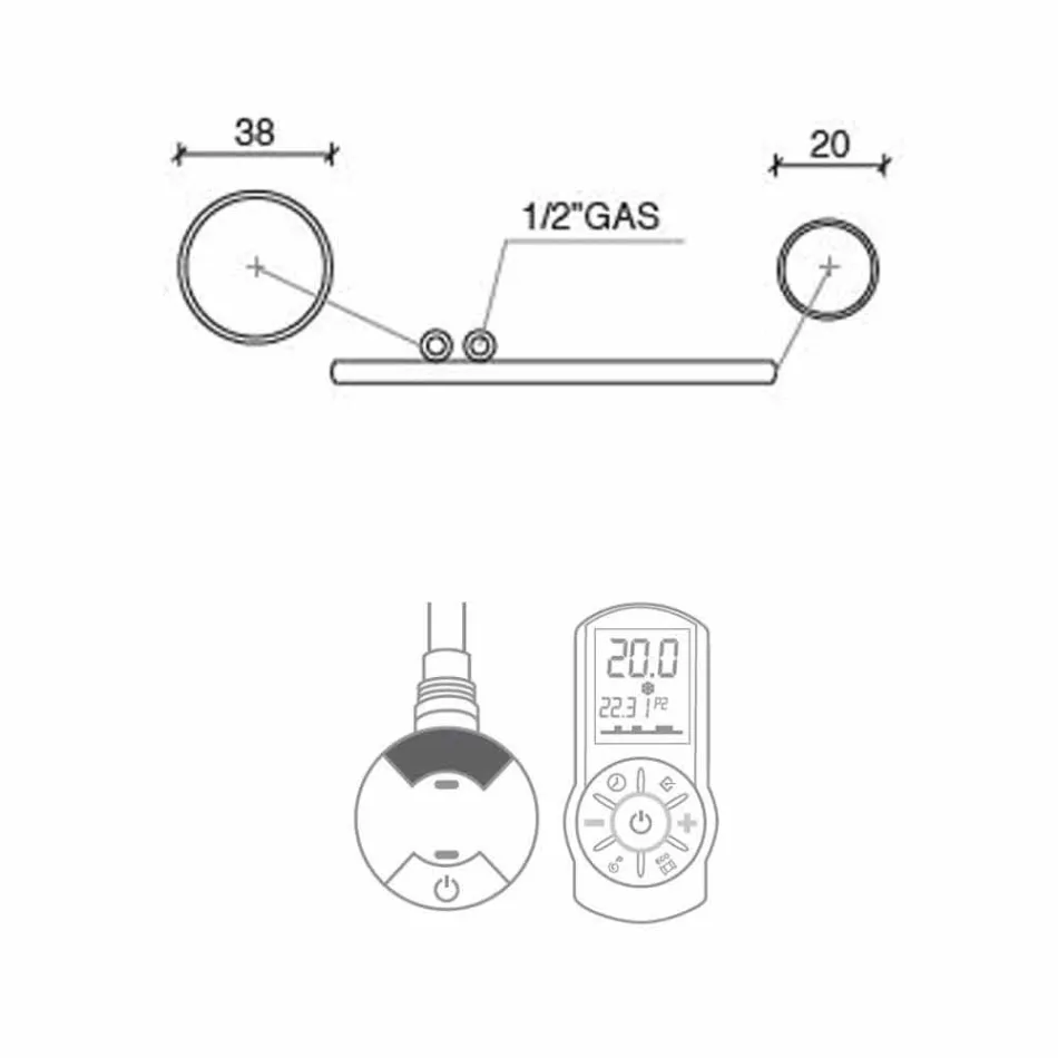 Elektrisch verwarmde handdoekdroger in verchroomd stalen design 700 W - Peacock Viadurini