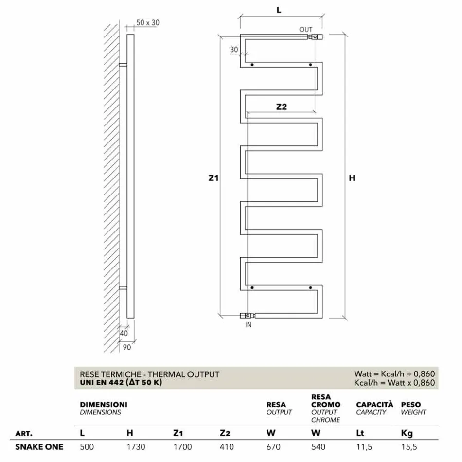 Verticale hydraulische radiatorontwerp slang door Scirocco H Viadurini