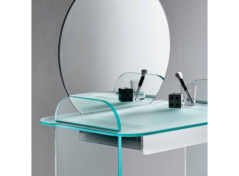 Make-up kaptafel met spiegel en glazen lade 3 afwerkingen - Salvie Viadurini