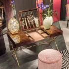 Moderne Toilettafel met opvouwbare top in glanzend ebben Ada 3 Viadurini