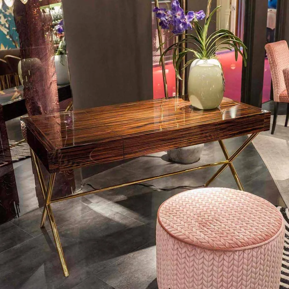 Moderne Toilettafel met opvouwbare top in glanzend ebben Ada 3 Viadurini