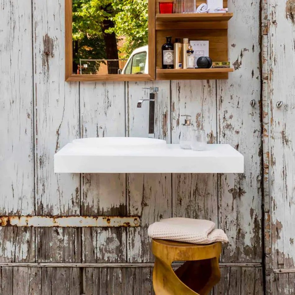 Massief bovenblad met zwevende top en geïntegreerde Arona-wastafel Viadurini