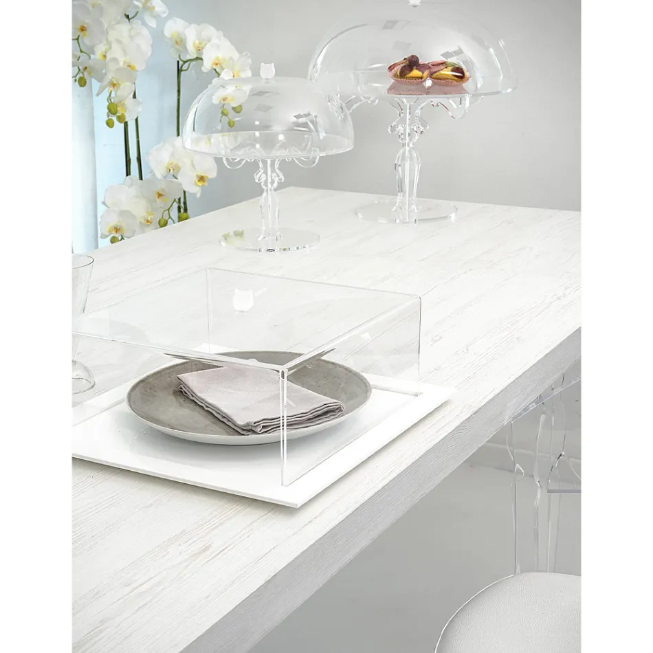 Transparante Plexiglas Vierkante Taartvorm Gemaakt in Italië 2 Maten - Crotone Viadurini