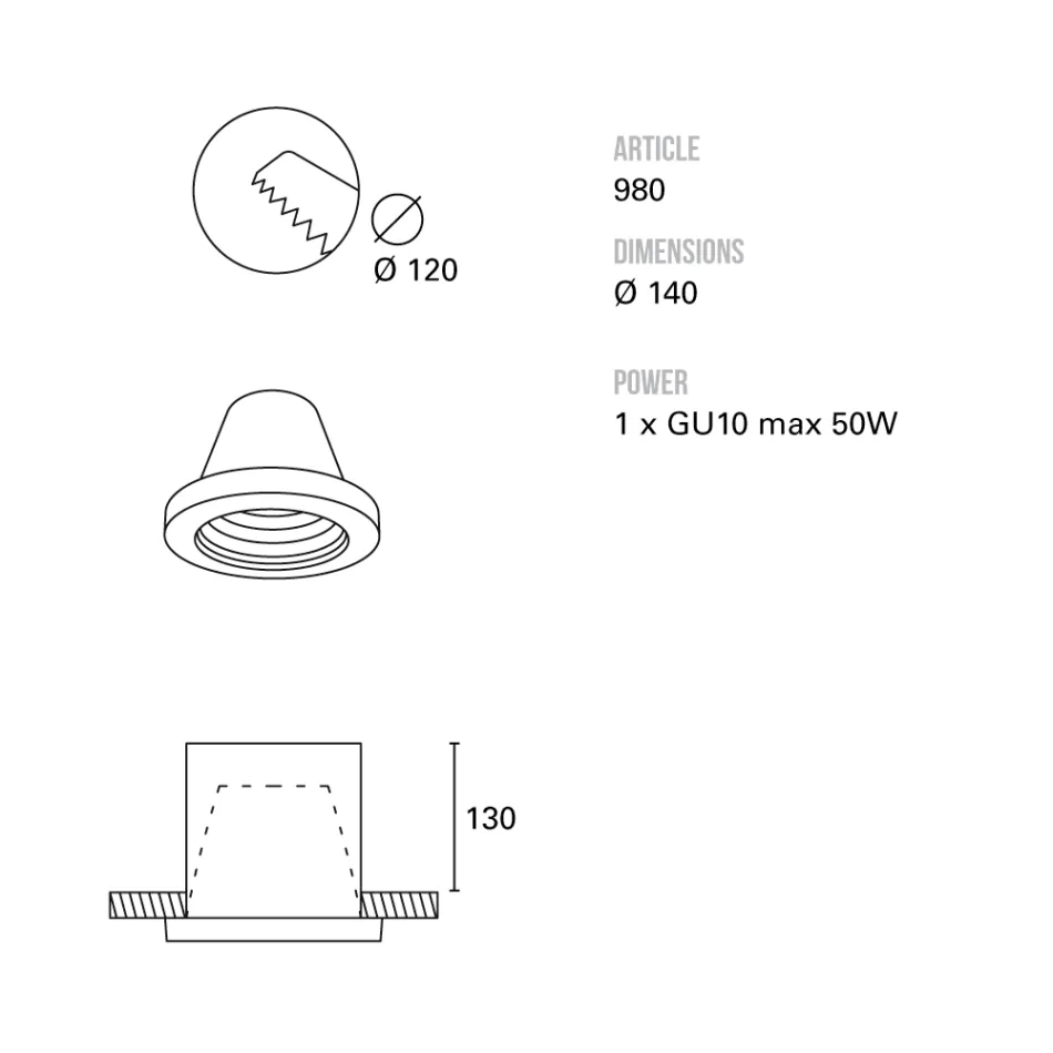 Toscot Carso inbouwspot Ø14 cm in terracotta gemaakt in Toscane Viadurini