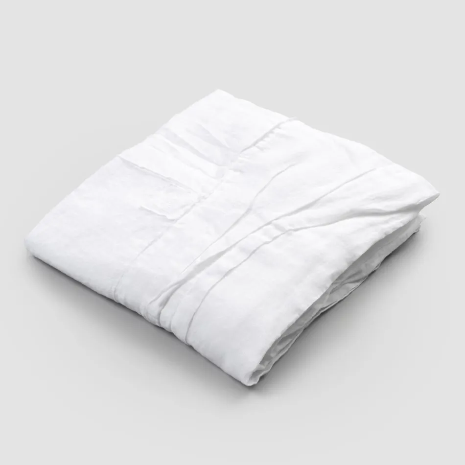 Wit linnen tafelkleed met Italiaanse luxe plooirand - Tippel Viadurini