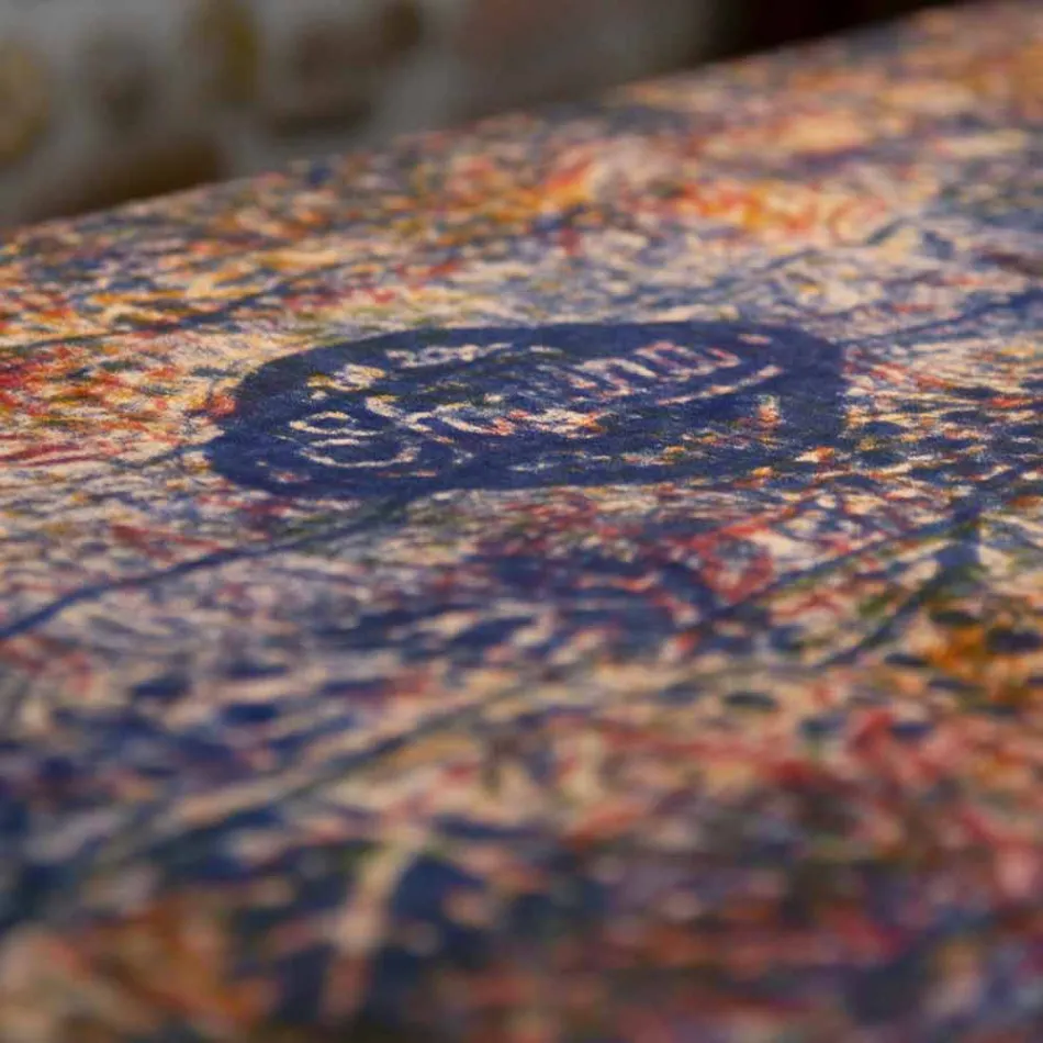 Tafelkleed van Italiaanse kunst met handgedrukt katoen uit één stuk - merken Viadurini