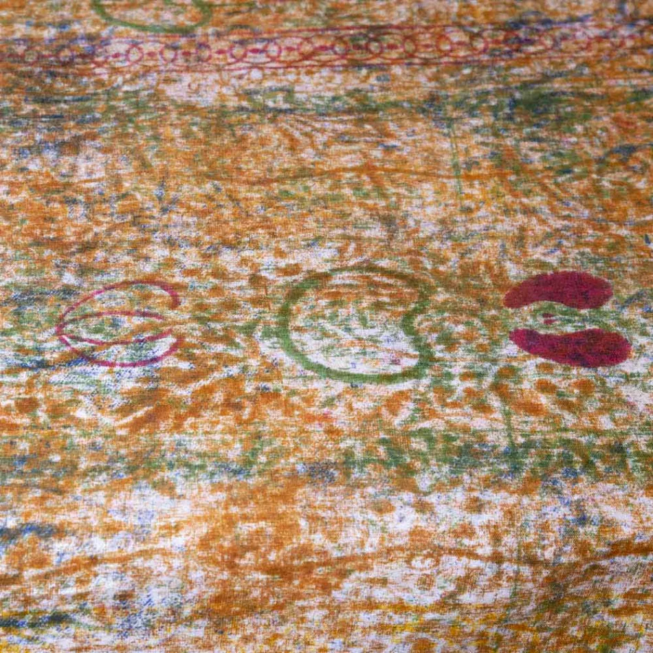 Tafelkleed van Italiaanse kunst met handgedrukt katoen uit één stuk - merken Viadurini