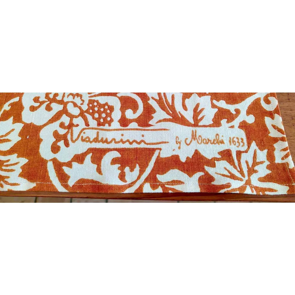 Tafelkleed van Italiaans handwerk 100% linnen met handafdruk Uniek kunstwerk Viadurini