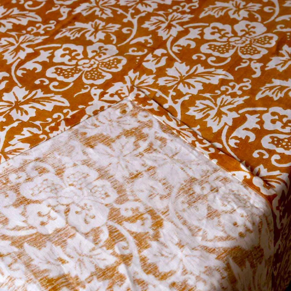 100% Italiaans handgemaakt linnen tafelkleed met eendelige handafdruk - Merken Viadurini