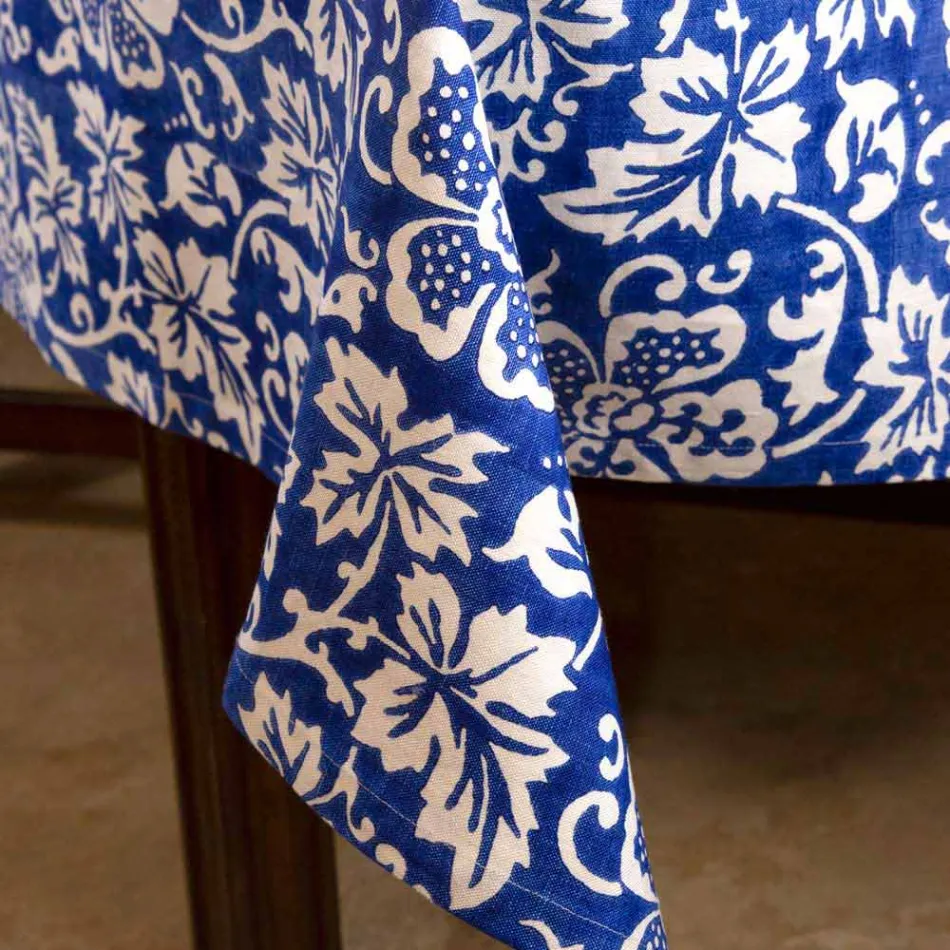 100% Italiaans handgemaakt linnen tafelkleed met eendelige handafdruk - Merken Viadurini