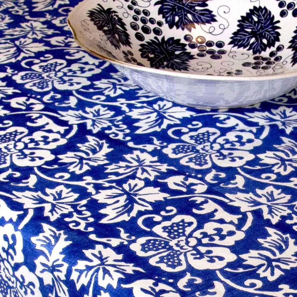 100% Italiaans handgemaakt linnen tafelkleed met eendelige handafdruk - Merken Viadurini