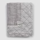 Antraciet linnen tafelkleed en rand met geometrisch decor, handgemaakt - Dippel Viadurini