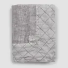 Antraciet linnen tafelkleed en rand met geometrische decoratie, handgemaakt - Dippel Viadurini