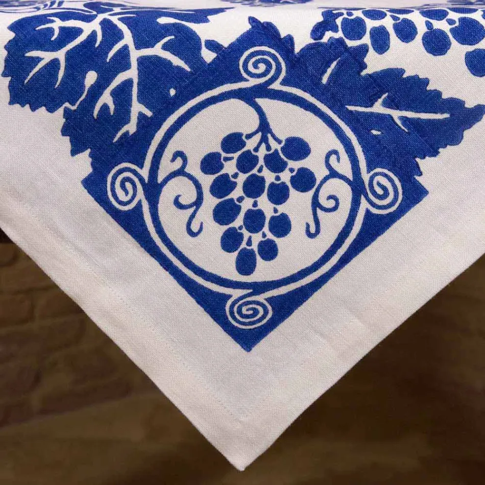 Hoog artistiek linnen tafelkleed met Italiaanse kunsthanddruk - merken Viadurini