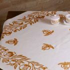 Hoog artistiek linnen tafelkleed met Italiaanse kunsthanddruk - merken Viadurini
