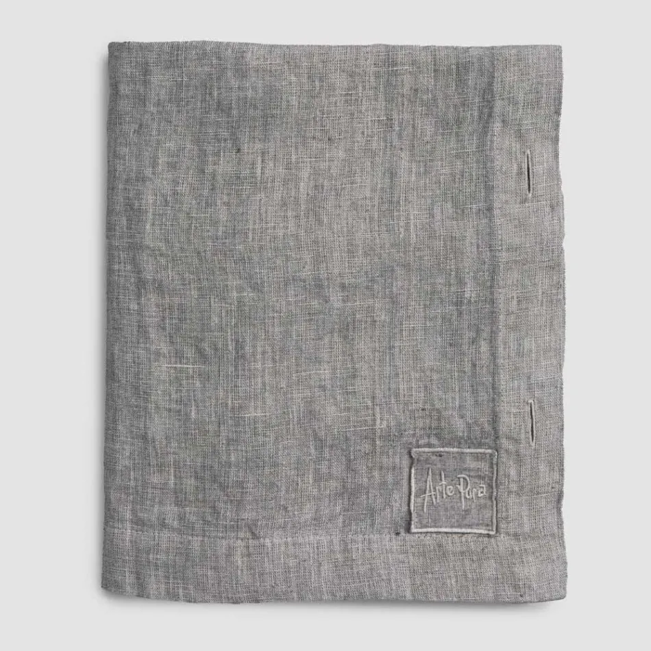 Rechthoekig linnen tafelkleed met knoopsgaten en 10 knopen, luxe - Mediterraans Viadurini