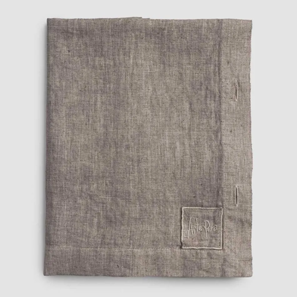 Rechthoekig linnen tafelkleed met knoopsgaten en 10 knopen, luxe - Mediterraans Viadurini