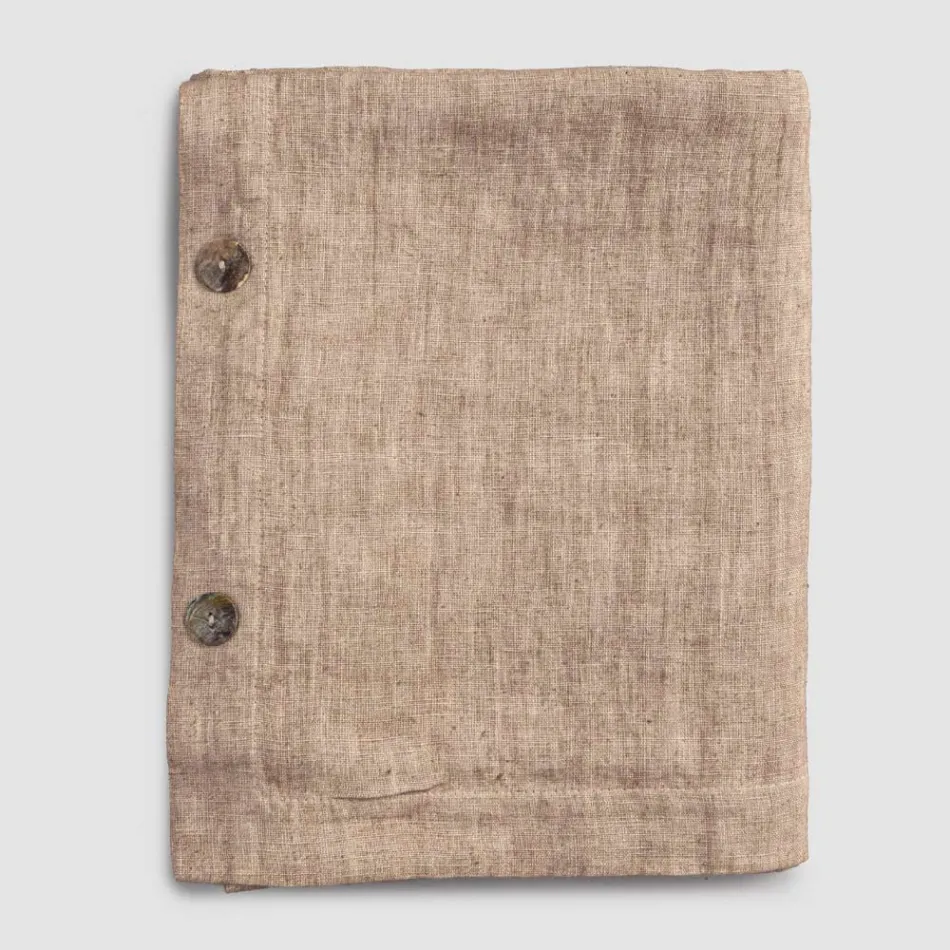 Rechthoekig linnen tafelkleed met knoopsgaten en 10 knopen, luxe - Mediterraans Viadurini