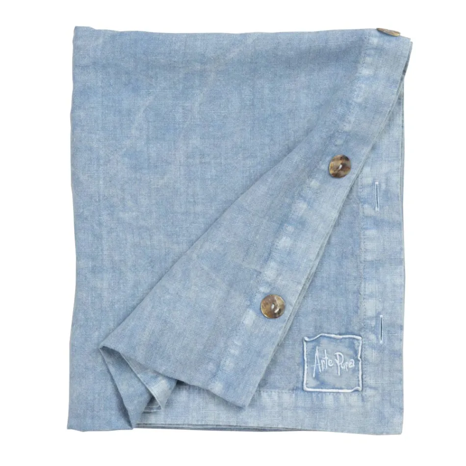 Rechthoekig linnen tafelkleed met knoopsgaten en 10 knopen, luxe - Mediterraans Viadurini