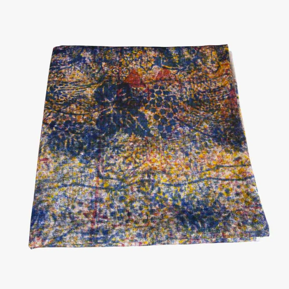 Italiaans handgemaakt tafelkleed van hoge kwaliteit met hand katoen bedrukt Viadurini