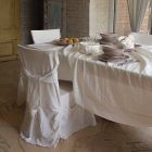 Groot rechthoekig zwaar wit linnen tafelkleed met ingelijste randen - Davinci Viadurini