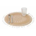 Ronde ontbijtplacemat in jute en 3 witte decoraties 12 stuks - Cassiode Viadurini