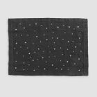 Zwart linnen placemat met kristallen, Italiaans handwerk, 2 stuks - Nabuko Viadurini