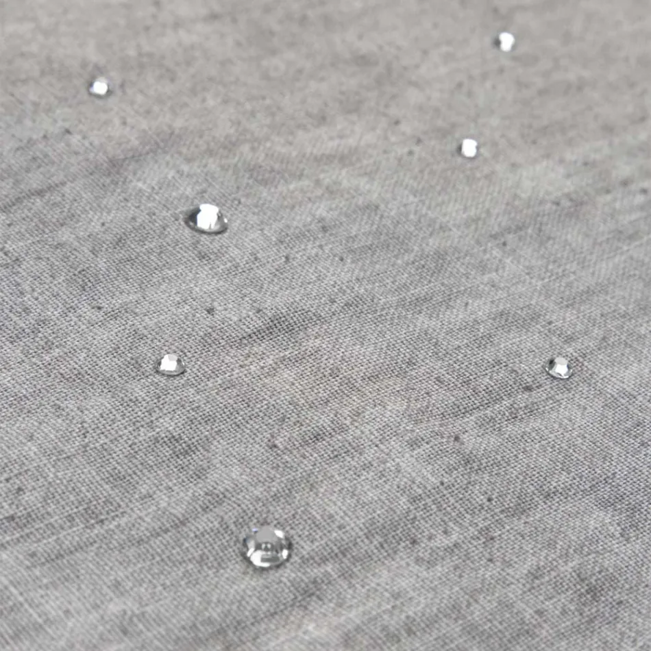 Ontbijtplacemats van grijs linnen met kristallen 2 stuks - Macanno Viadurini