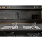 Ontbijtplacemats in grijs linnen met kristallen 2 stuks - Macanno Viadurini