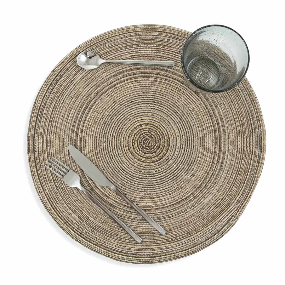 Ronde Amerikaanse Placemats in Wit of Bruin Polyester 12 Stuks - Zanette Viadurini