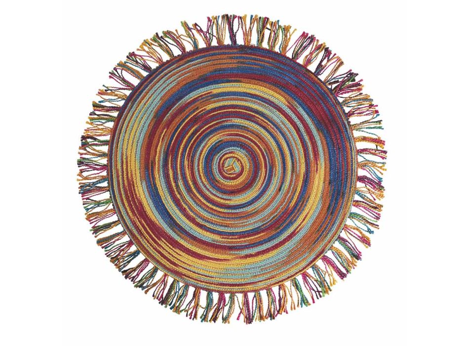 Amerikaanse ronde gekleurde polyester placemats met franjes 12 stuks - Aries Viadurini